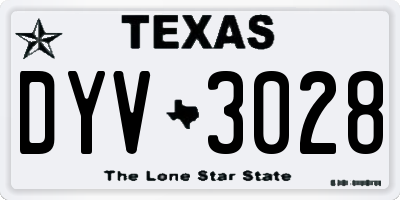 TX license plate DYV3028