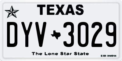 TX license plate DYV3029