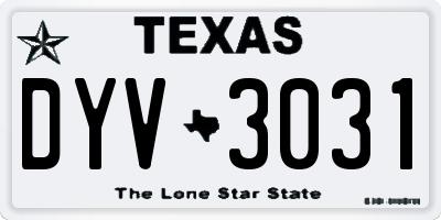 TX license plate DYV3031