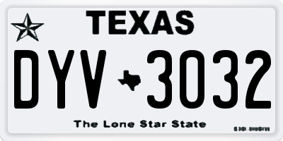 TX license plate DYV3032