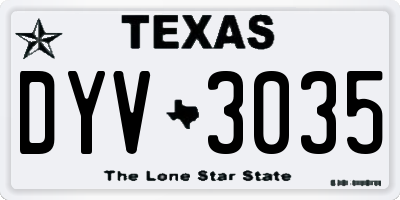 TX license plate DYV3035