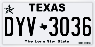TX license plate DYV3036