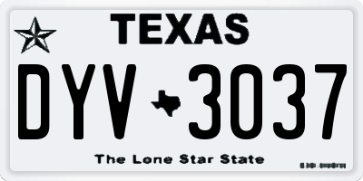 TX license plate DYV3037