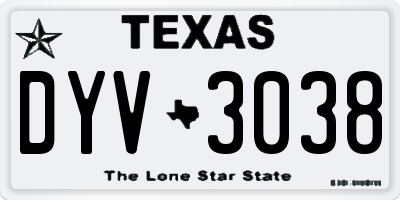 TX license plate DYV3038