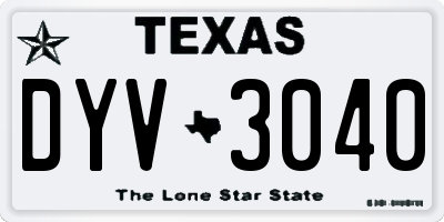 TX license plate DYV3040
