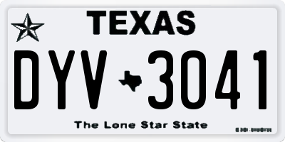 TX license plate DYV3041