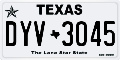 TX license plate DYV3045