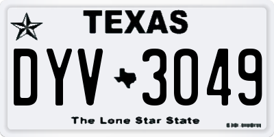 TX license plate DYV3049