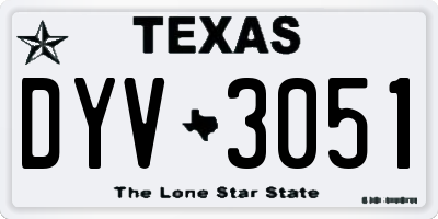 TX license plate DYV3051