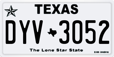 TX license plate DYV3052