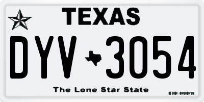 TX license plate DYV3054