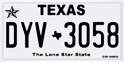 TX license plate DYV3058