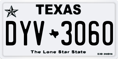 TX license plate DYV3060