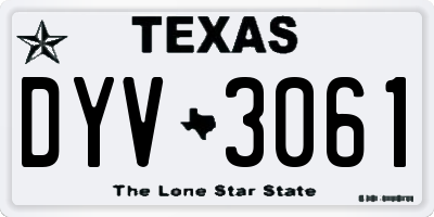 TX license plate DYV3061