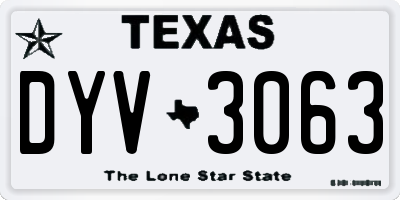 TX license plate DYV3063