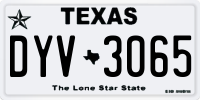 TX license plate DYV3065