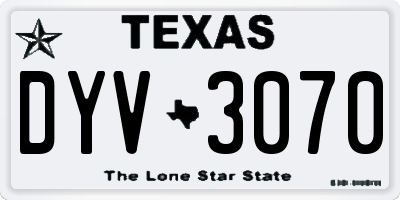 TX license plate DYV3070