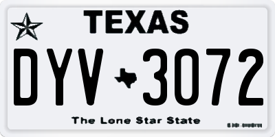 TX license plate DYV3072