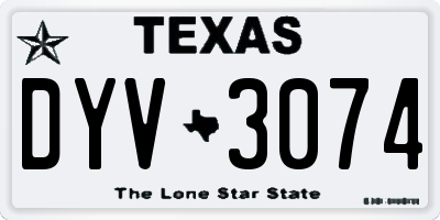 TX license plate DYV3074