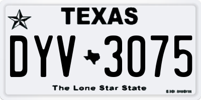 TX license plate DYV3075