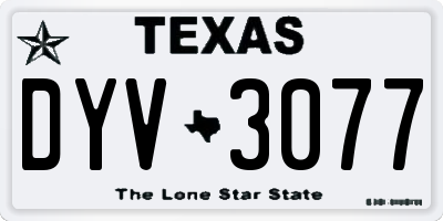 TX license plate DYV3077