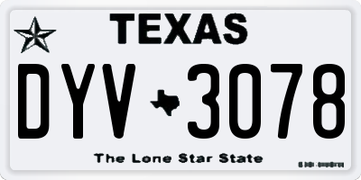 TX license plate DYV3078