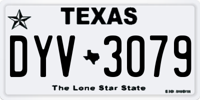 TX license plate DYV3079