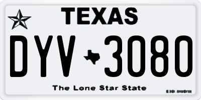 TX license plate DYV3080