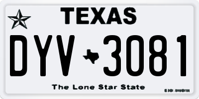 TX license plate DYV3081