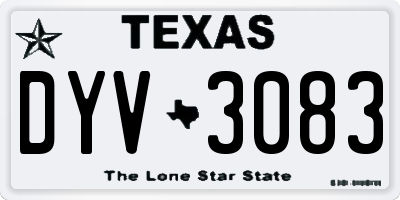 TX license plate DYV3083