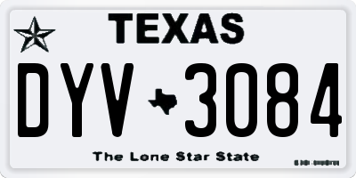 TX license plate DYV3084