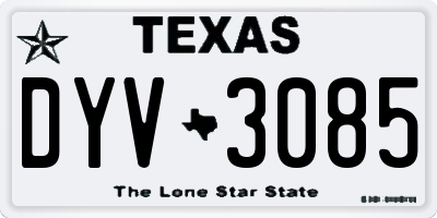 TX license plate DYV3085
