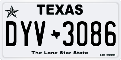 TX license plate DYV3086