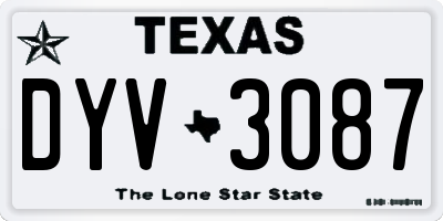 TX license plate DYV3087