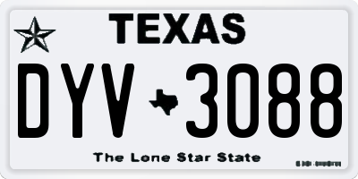 TX license plate DYV3088