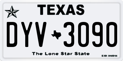 TX license plate DYV3090