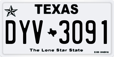 TX license plate DYV3091