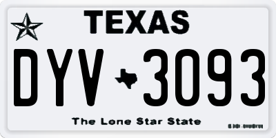 TX license plate DYV3093