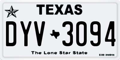 TX license plate DYV3094