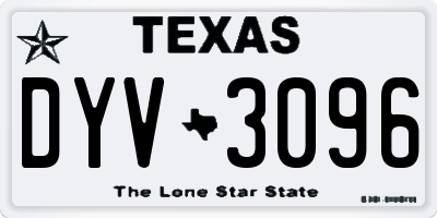 TX license plate DYV3096