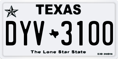 TX license plate DYV3100