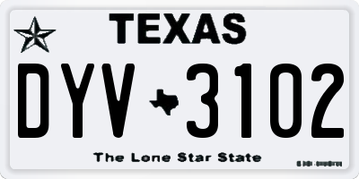 TX license plate DYV3102