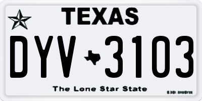 TX license plate DYV3103