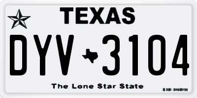 TX license plate DYV3104