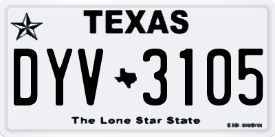 TX license plate DYV3105