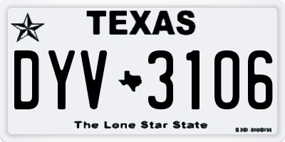 TX license plate DYV3106