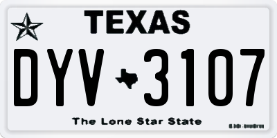 TX license plate DYV3107