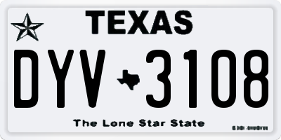 TX license plate DYV3108
