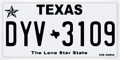 TX license plate DYV3109