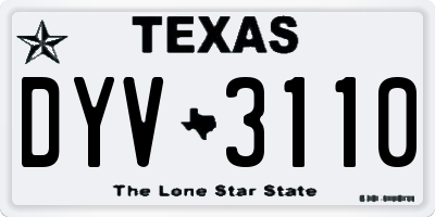 TX license plate DYV3110